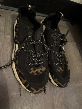 Fendi Black and Brown FF-Logo Runner Sneakers